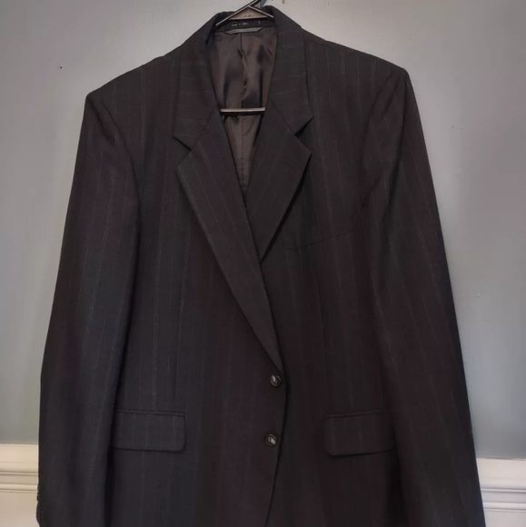 Austin Manor Men's Blazer Dark Gray Pinstripe Sz 44R Wool Blend - Picture 2 of 14